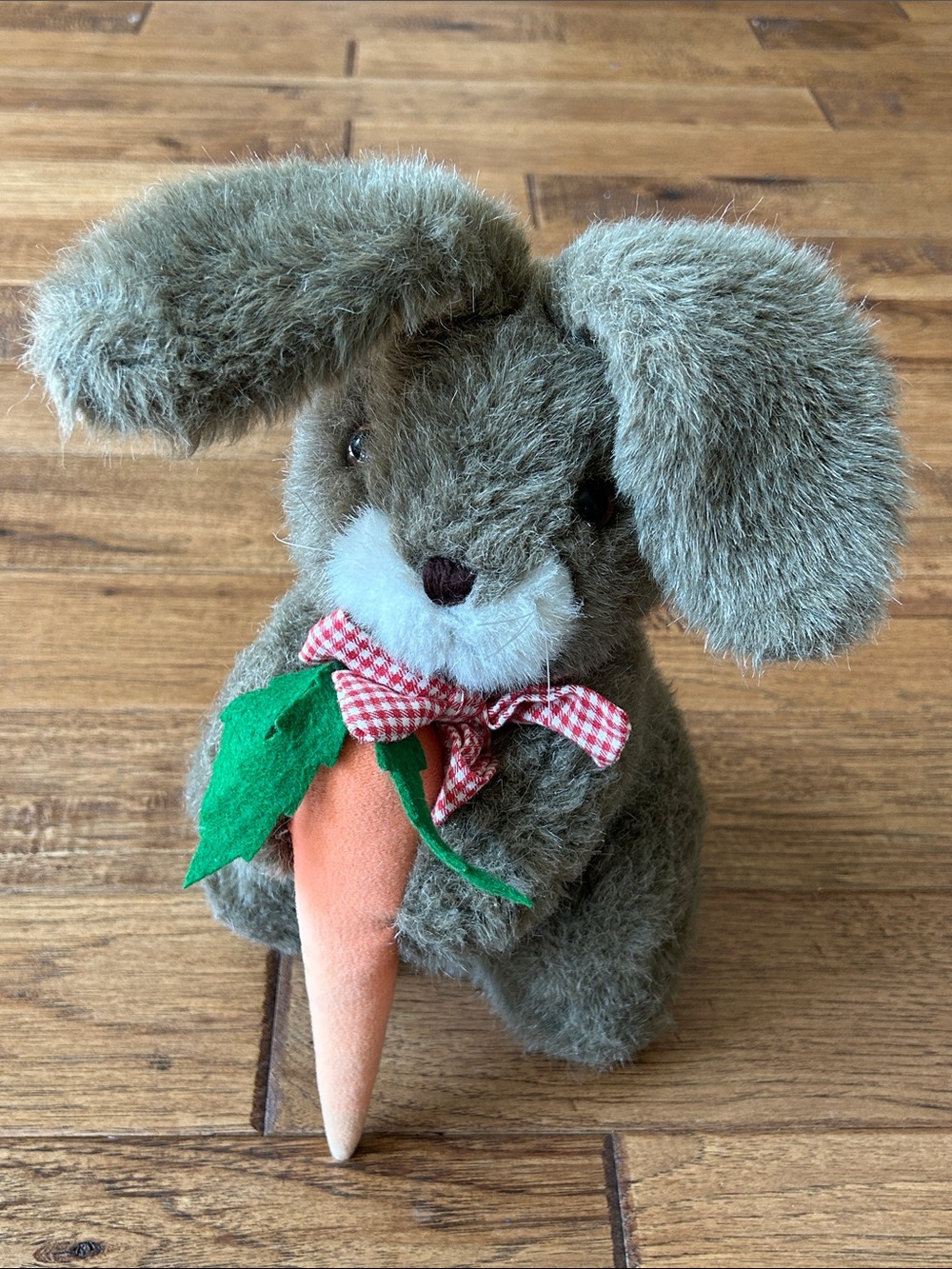 Vintage Gerber Precious Plush Bunny Rabbit Carrot Stuffed Animal Brown 1980s